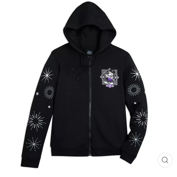 Rare Walt Disney 100th Anniversary Size Large Full Zip Hoodie Black Sweatshirt - Picture 2 of 10